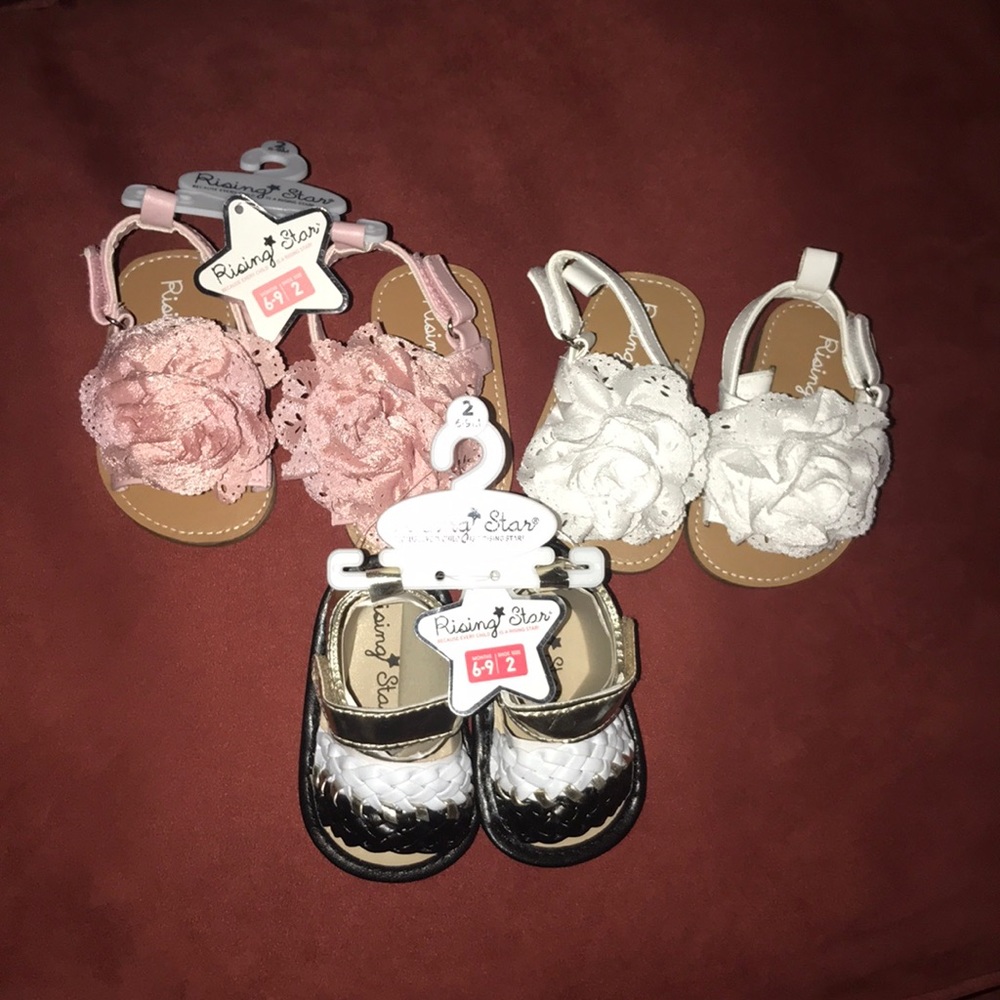 3 pair girls sandals 6-9 months